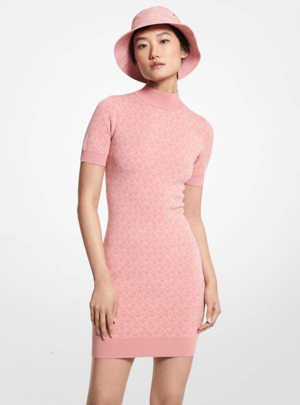 Damske Saty Michael Kors Logo Jacquard Mock Neck Ruzove - Oblecenie Michael Kors Outlet | GIRBD-5864